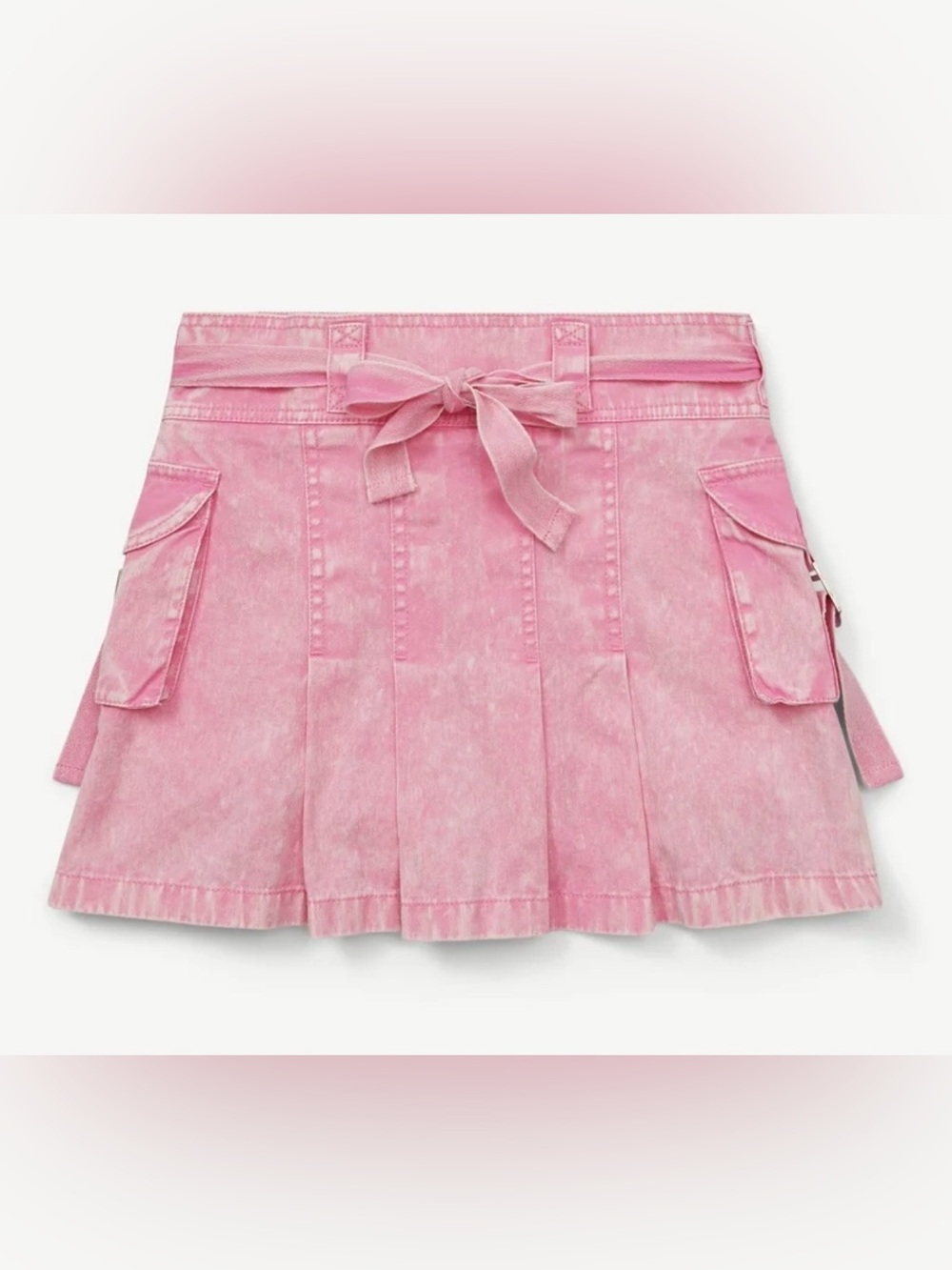 Justice Pink Pleated Cargo Skort with Tie Waist